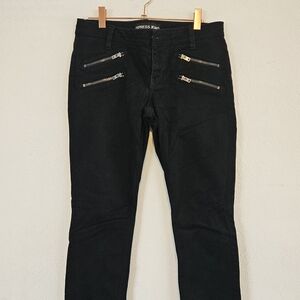 Express Black Skinny Jean Ankle Pants with Gunmetal Silver Zipper Accents